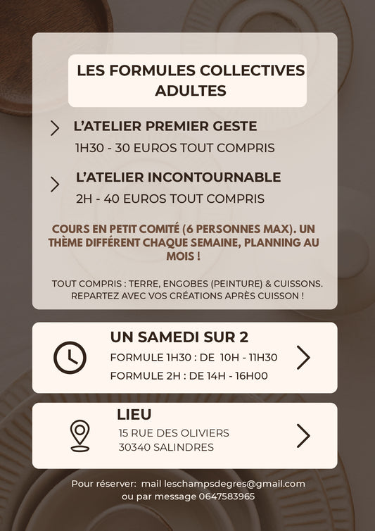 ATELIER MODELAGE COLLECTIF 2H