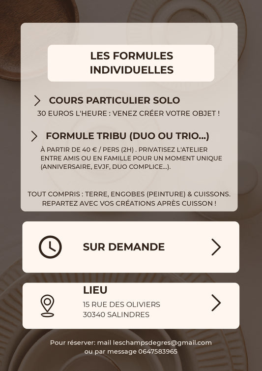 ATELIER EN TRIBU (Privatisation Duo, Trio...)
